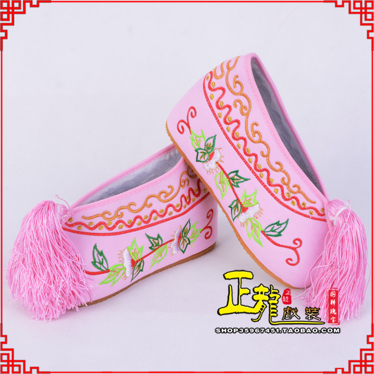 武宣花旦鞋女绣花彩鞋 舒适款草花内高彩鞋