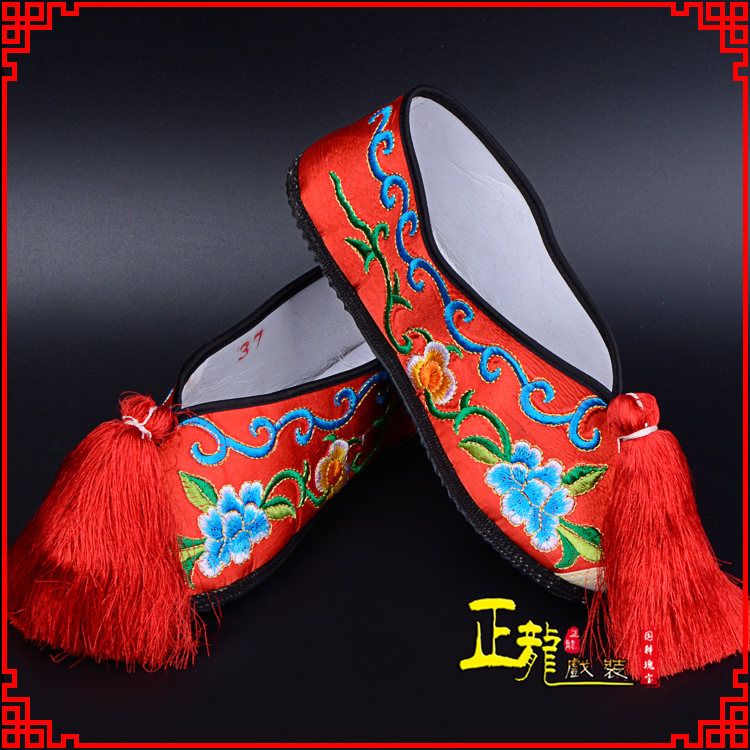 武宣京剧越剧戏曲彩鞋花旦绣花 普平底彩鞋